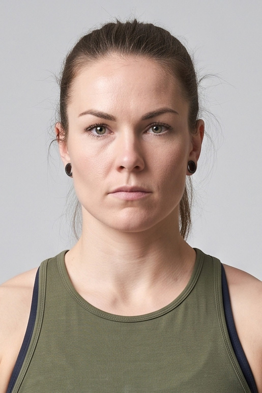Réka — Nyers erő és kikezdhetetlen hitelesség: Réka a sallangmentes, határozott és funkcionális sportkampányok azonnal meggyőző arca.